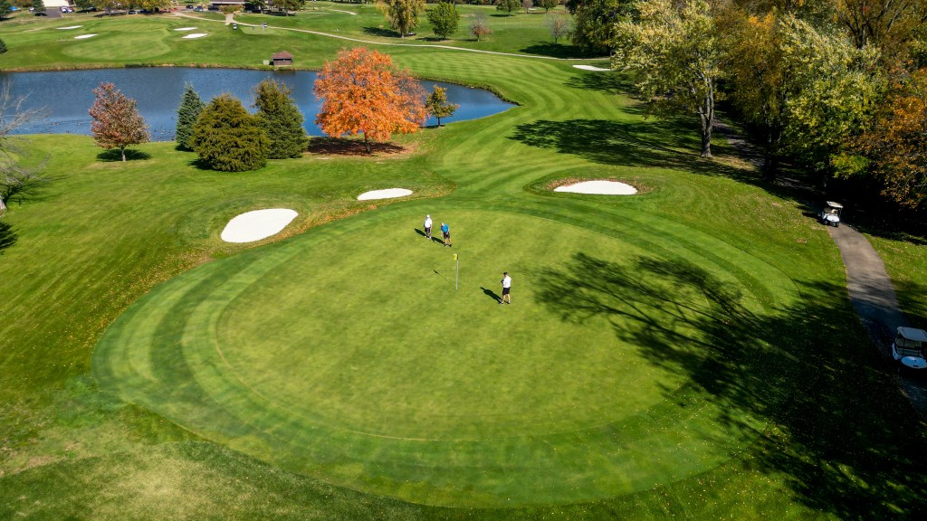 View of golfers on golf course